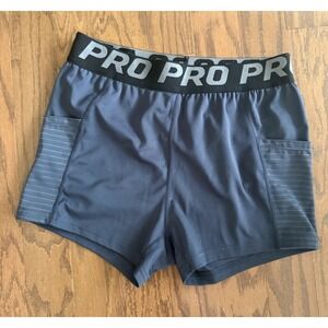 PRO Shorts Womens XL Gray Black Activewear Workout Side Pockets 3" Inseam